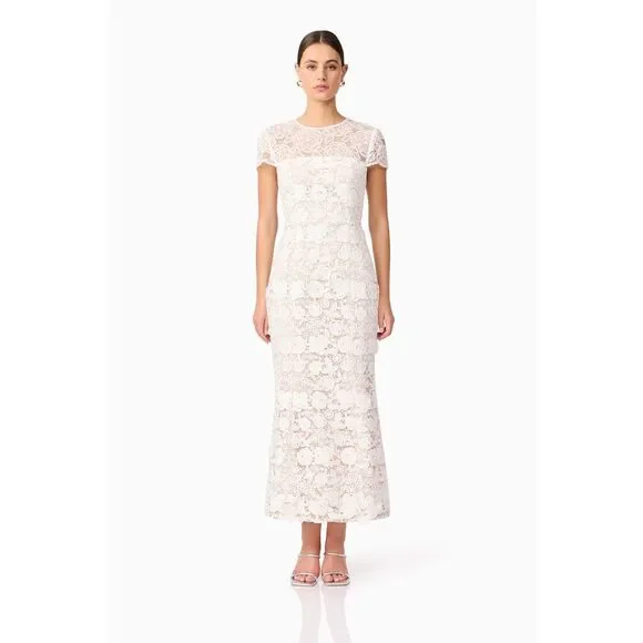 Elliatt Margot Lace Maxi Dress in White Bachelorette Bridal party size S NWT - Picture 2 of 7